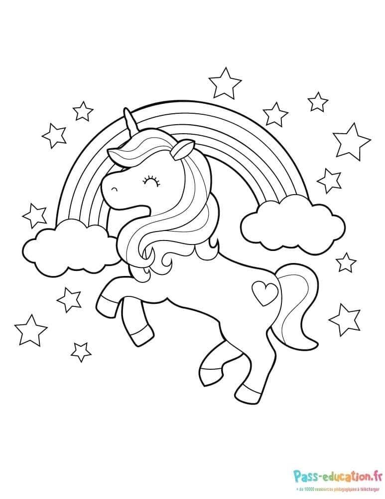 Coloriage Licorne céleste à imprimer et colorier