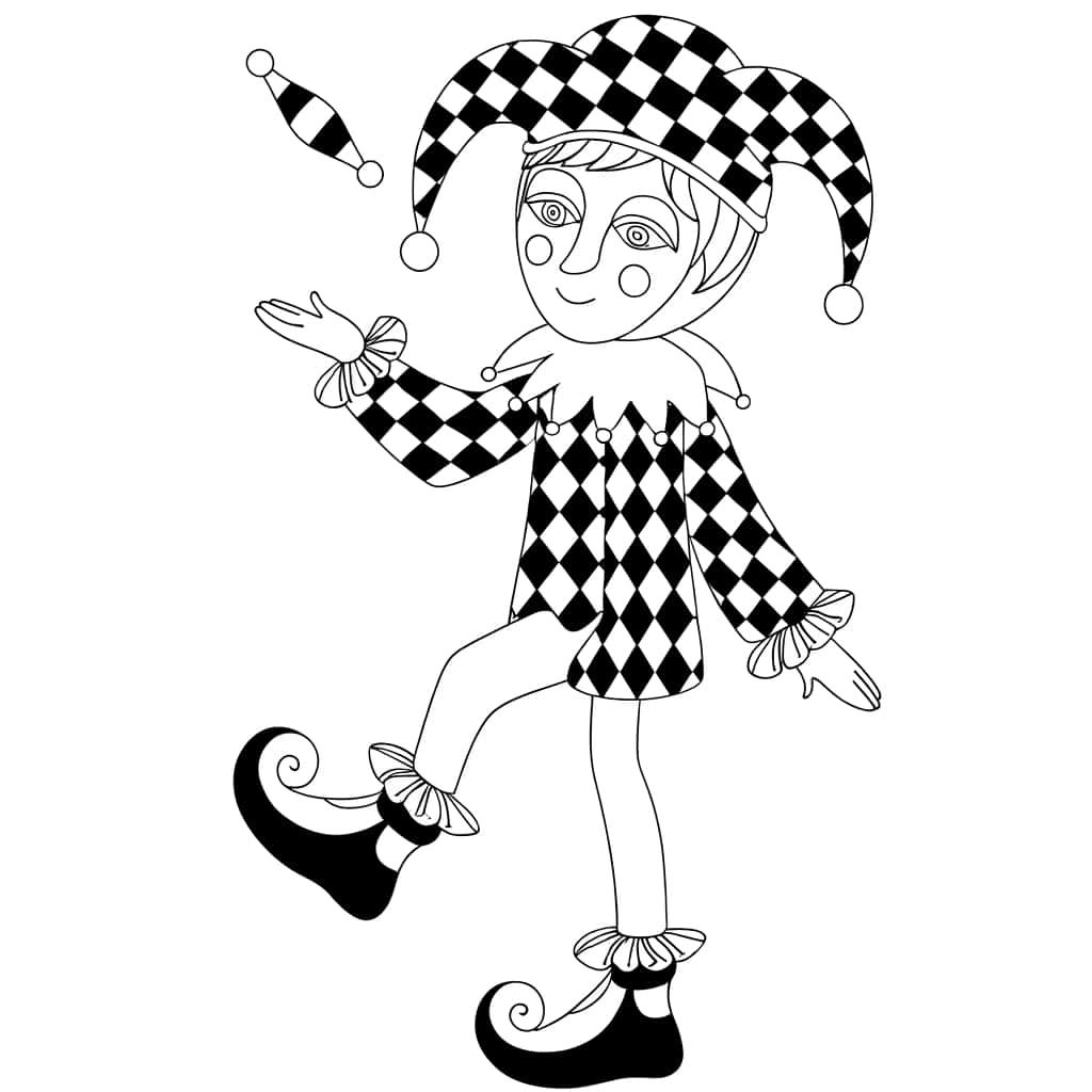 Coloriage Arlequin joyeux à imprimer et colorier