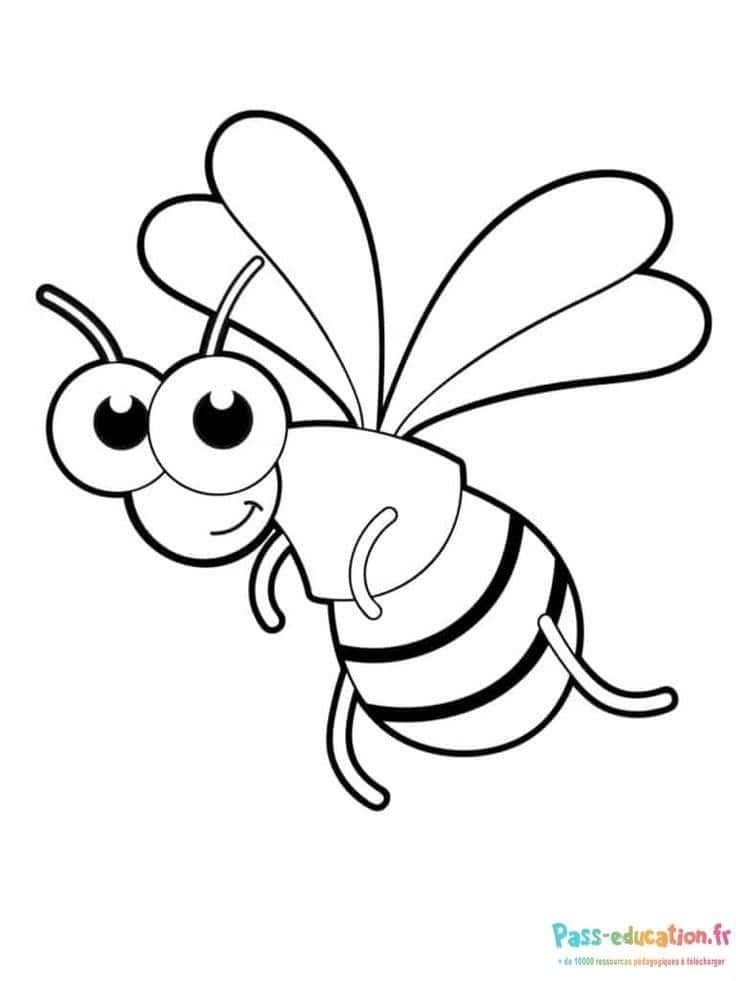 Coloriage Abeille souriante à imprimer et colorier