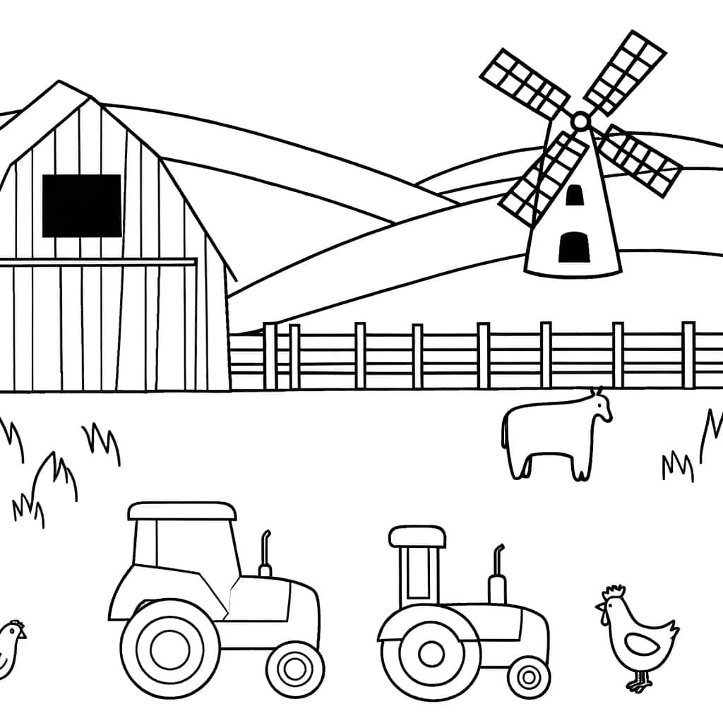Coloriage Ferme joyeuse à imprimer et colorier