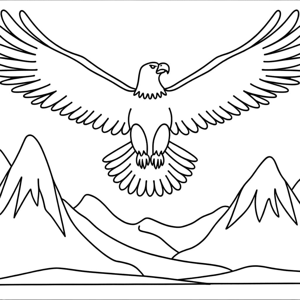Coloriage Aigle en vol à imprimer et colorier