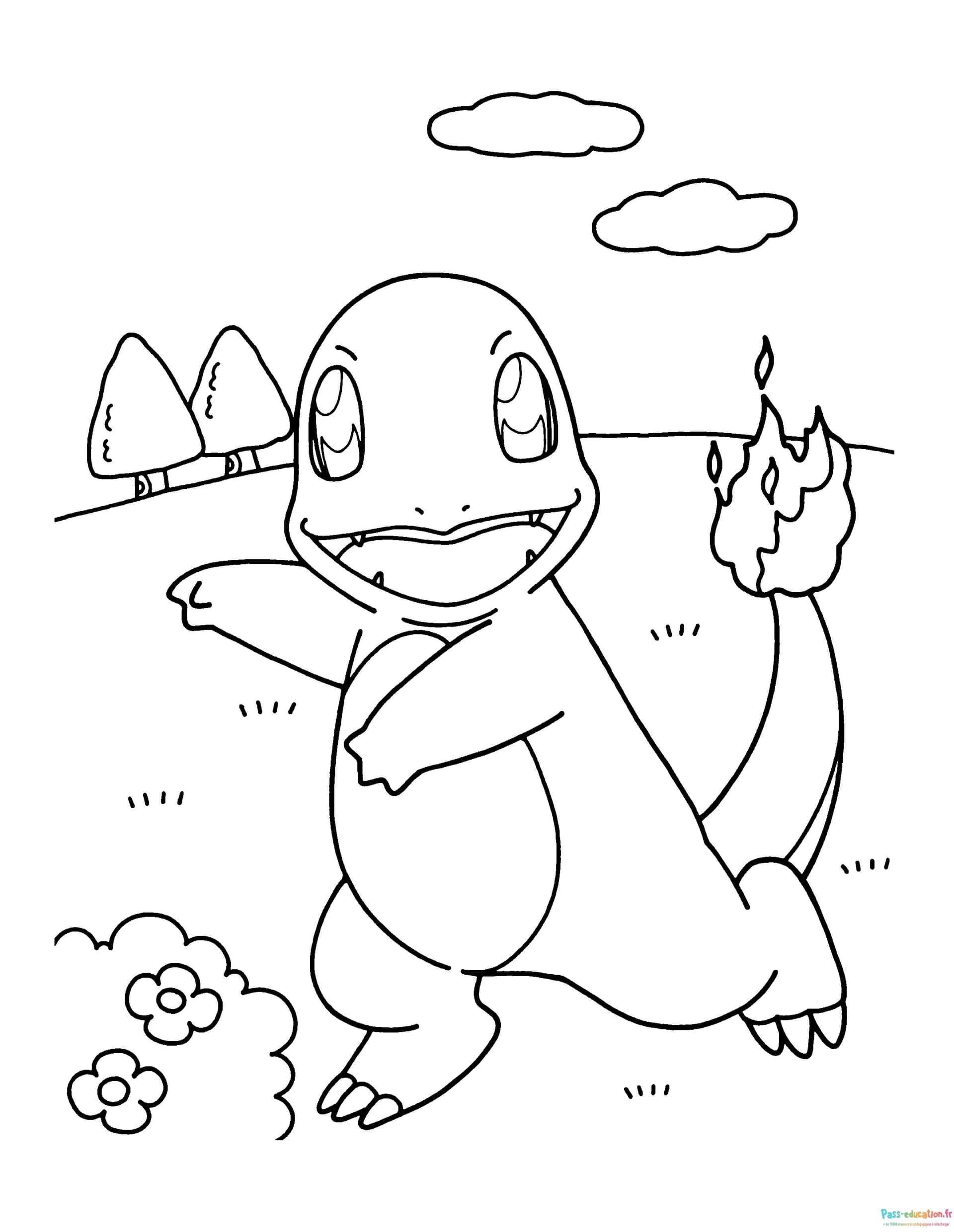 Coloriage Charmander joyeux à imprimer et colorier