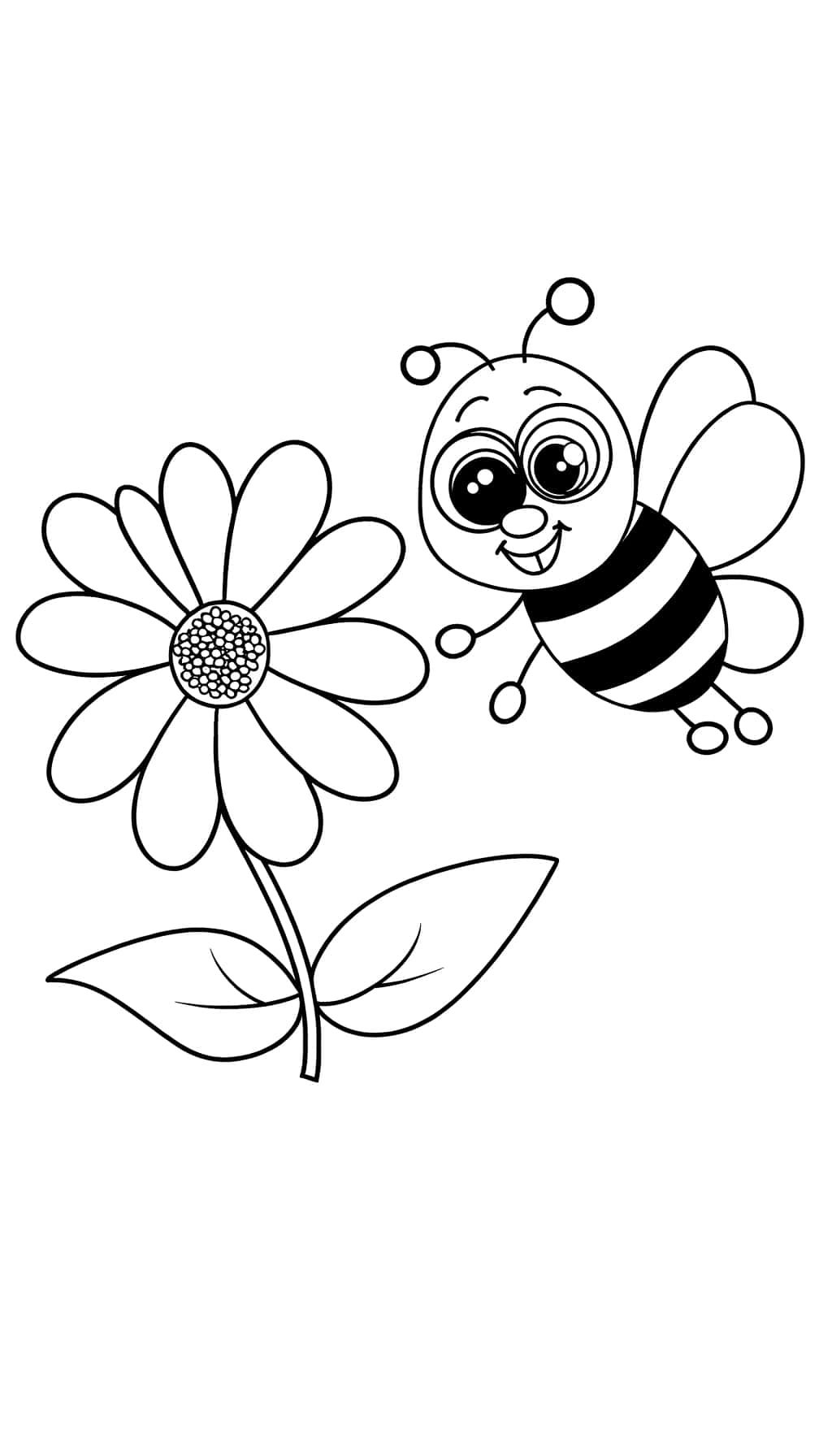 Coloriage Abeille et fleur à imprimer et colorier