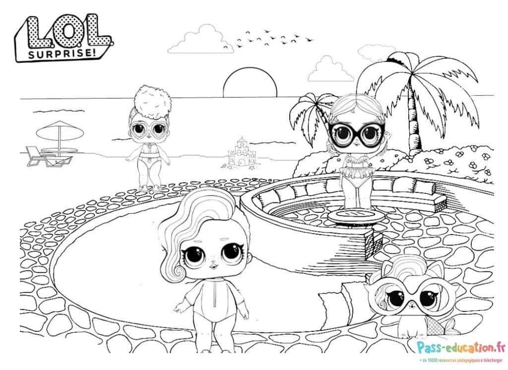 Coloriage Plage LOL Surprise à imprimer et colorier