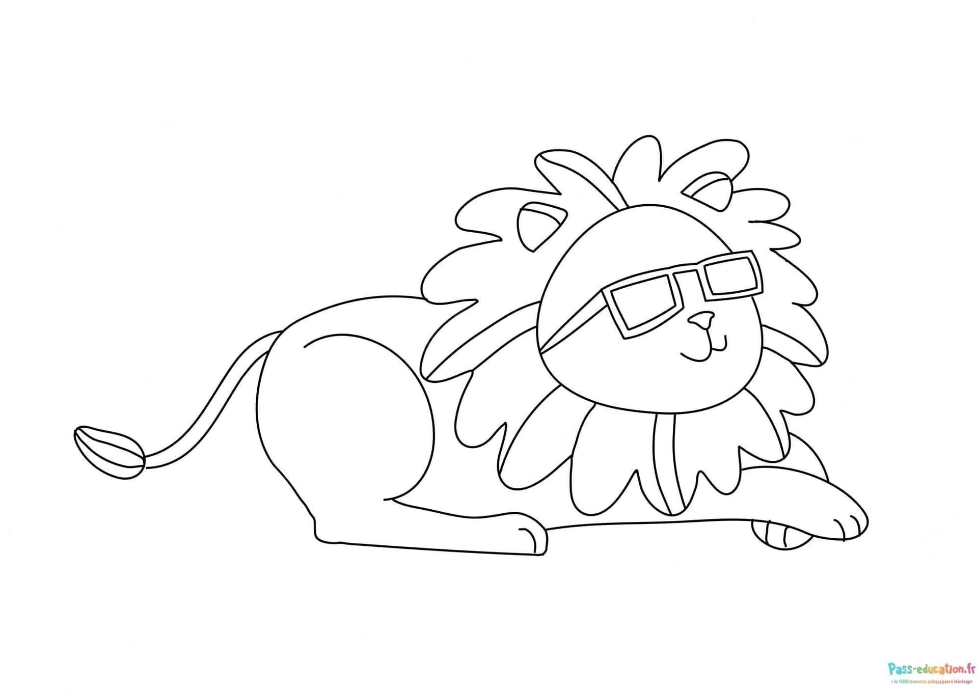 Coloriage Lion relax à lunettes à imprimer et colorier
