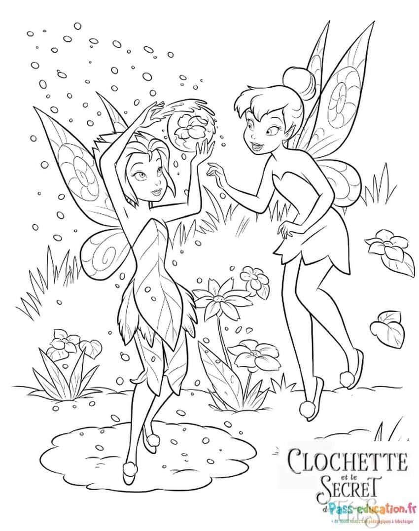 Coloriage Fées dans la nature à imprimer et colorier