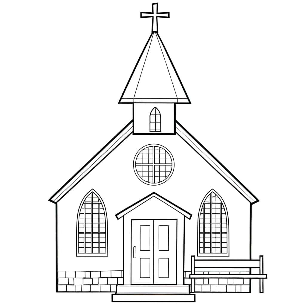 Coloriage Église chrétienne à imprimer et colorier