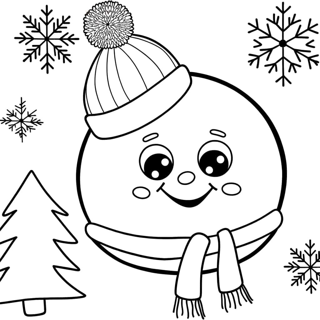 Coloriage Boule de neige souriante à imprimer et colorier