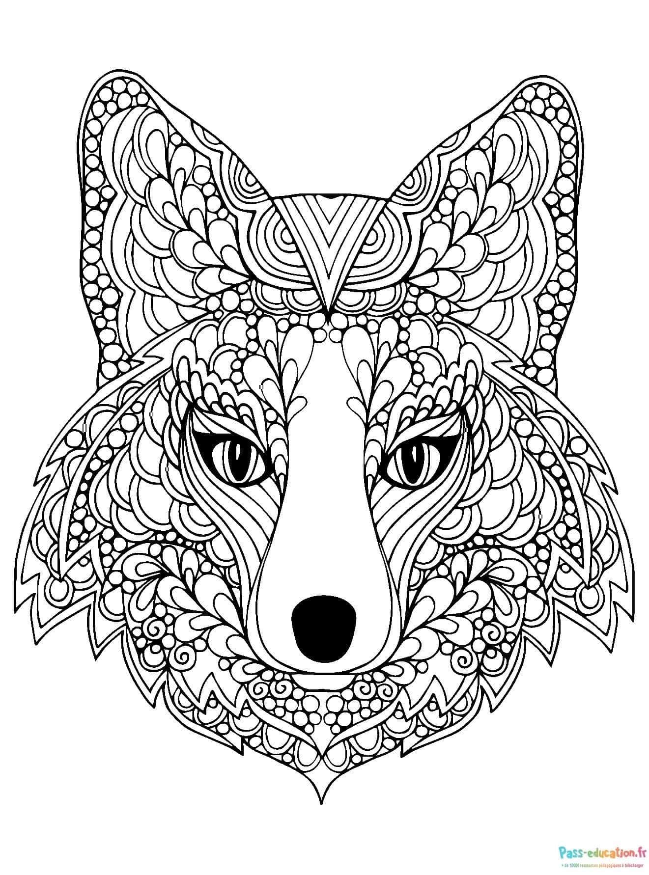 Coloriage Renard mandala à imprimer et colorier