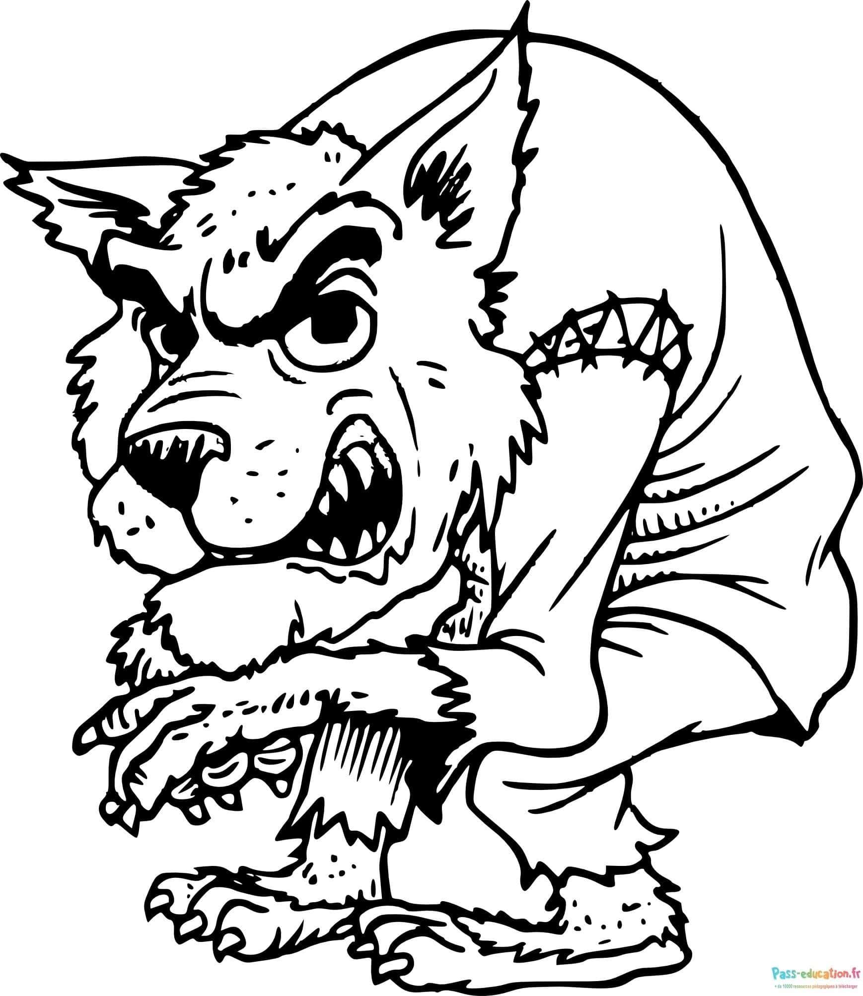 Coloriage Loup-Garou Féroce à imprimer et colorier