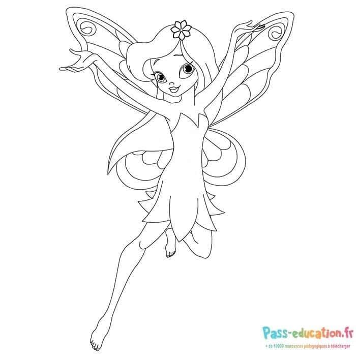 Coloriage Fée en vol à imprimer et colorier