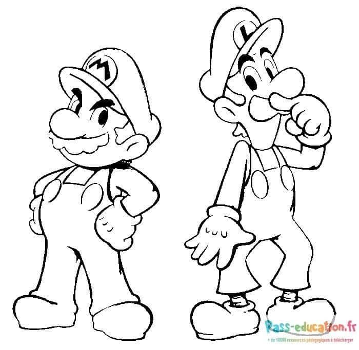 Coloriage Luigi et Mario à imprimer et colorier