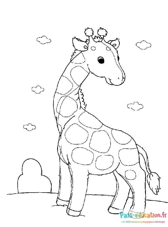 Coloriage Girafe amicale à imprimer et colorier