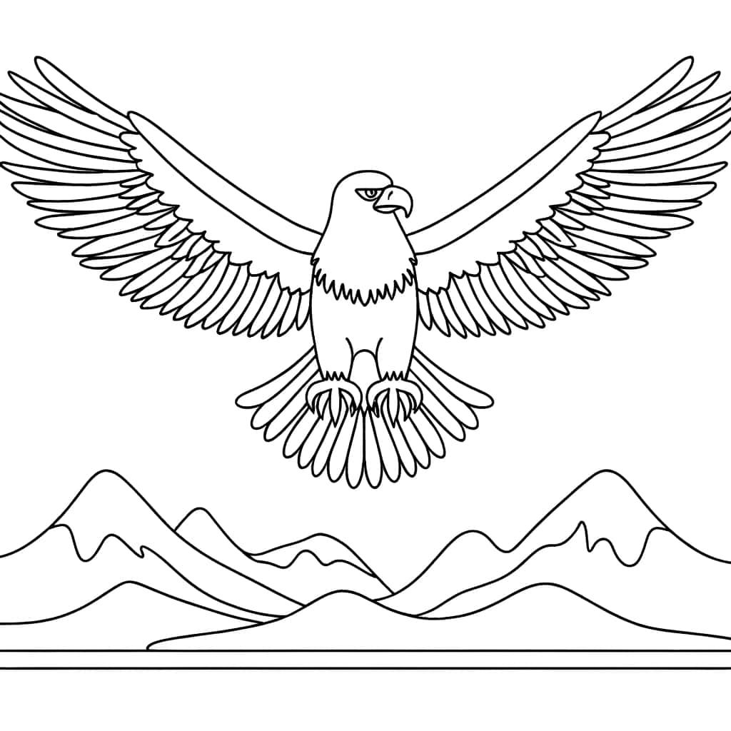Coloriage Aigle en vol à imprimer et colorier