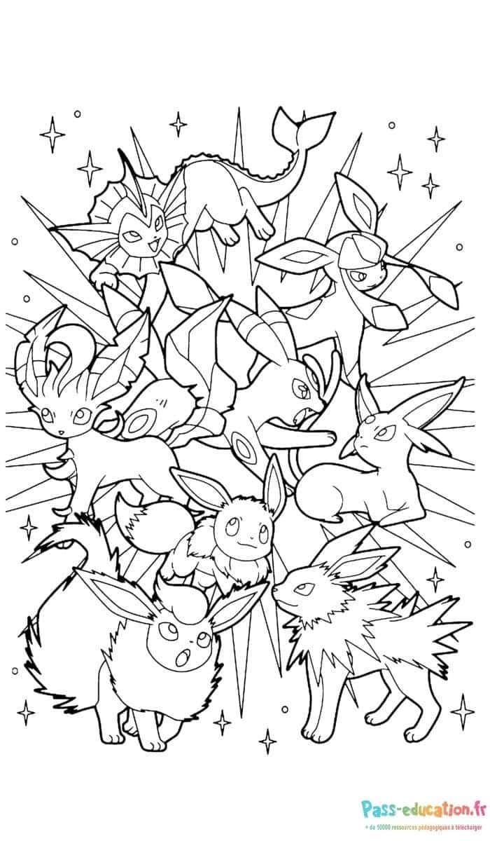 Coloriage Evolutions d'Eevee à imprimer et colorier