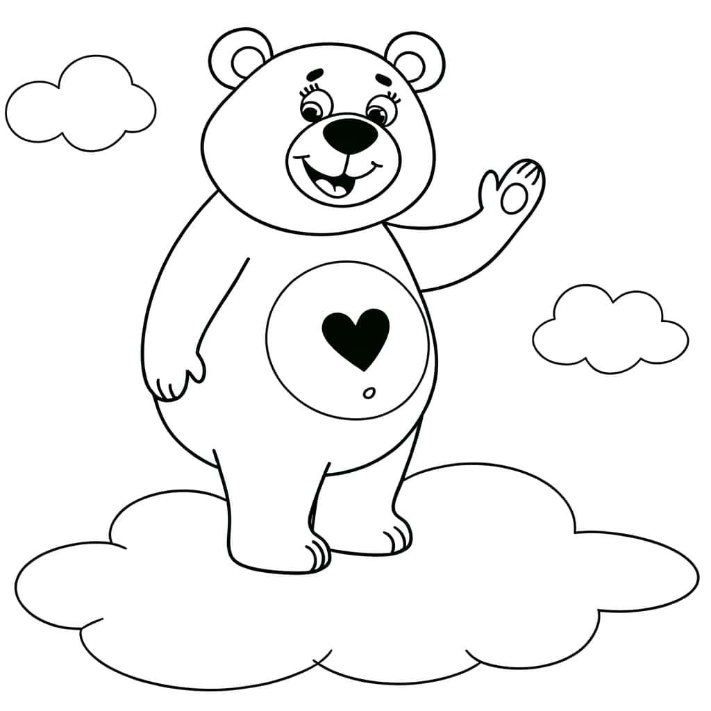 Coloriage Bisounours nuage à imprimer et colorier