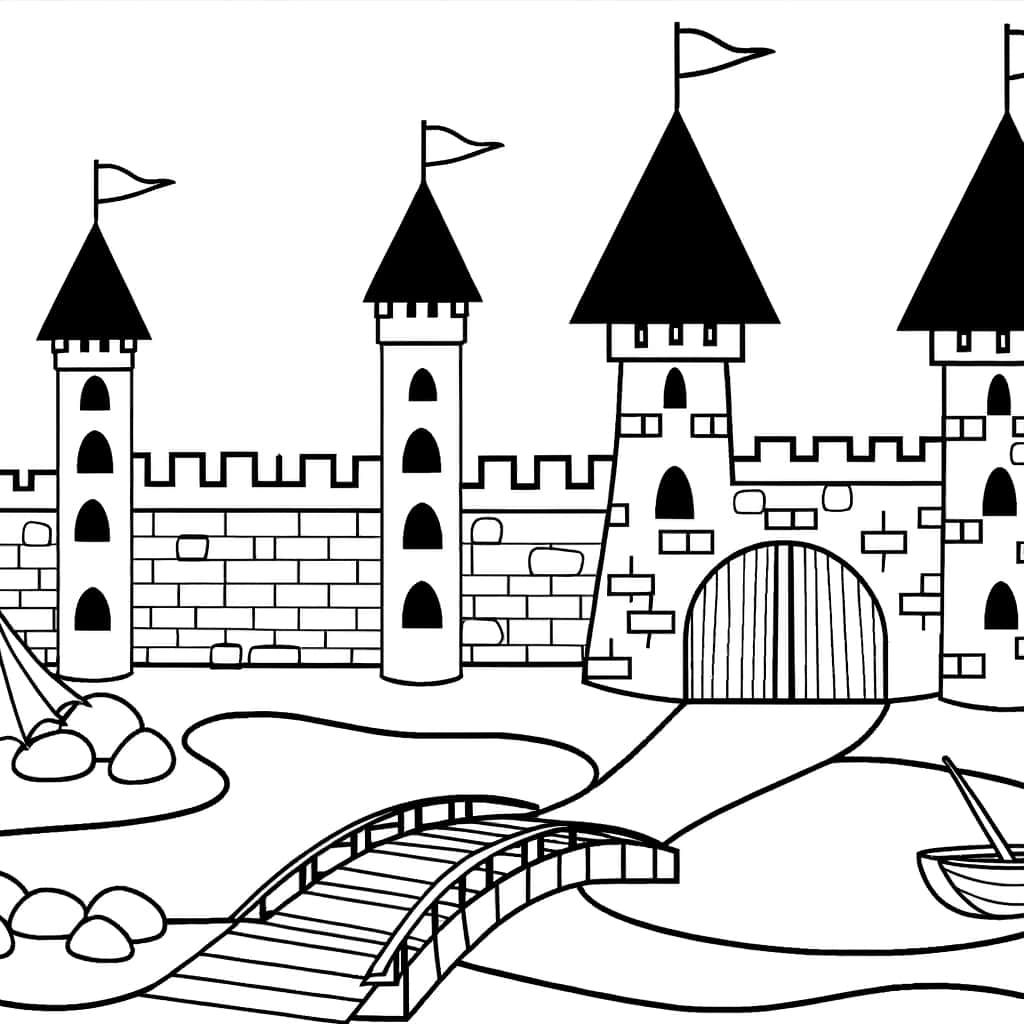 Coloriage Château Chevalier à imprimer et colorier