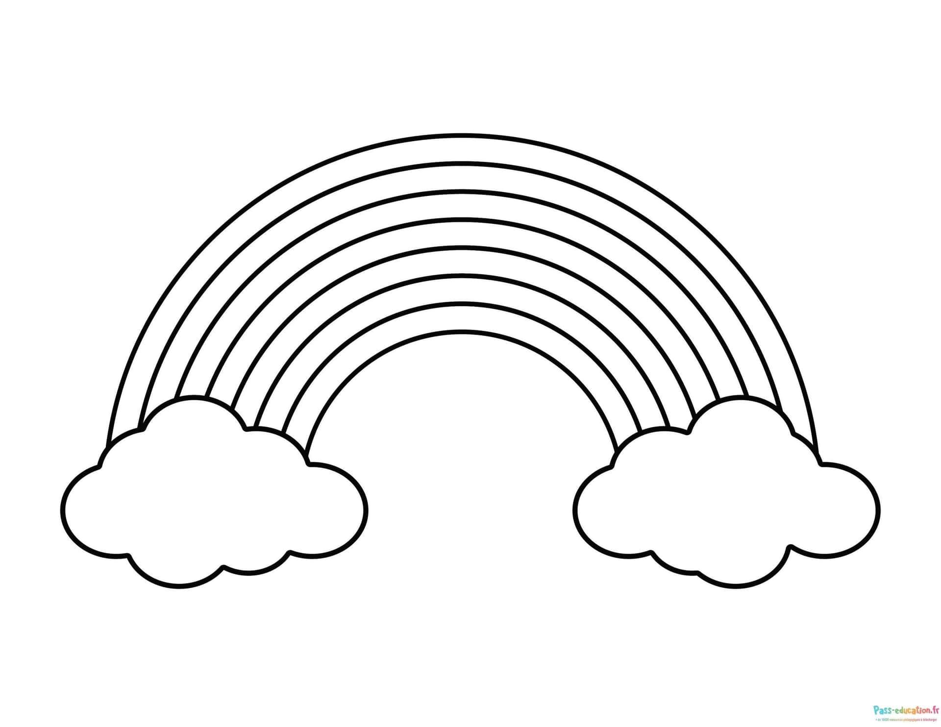 Coloriage Arc-en-ciel et nuages à imprimer et colorier