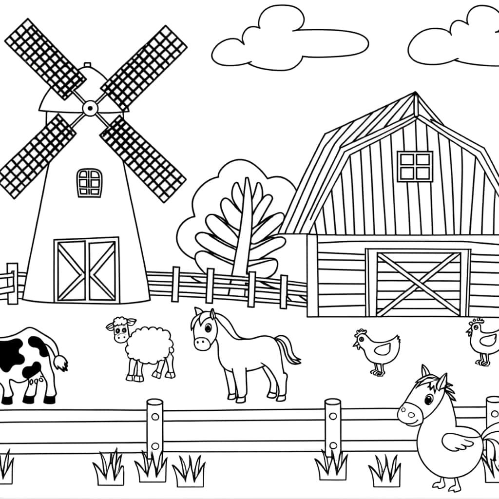 Coloriage Scène de ferme à imprimer et colorier