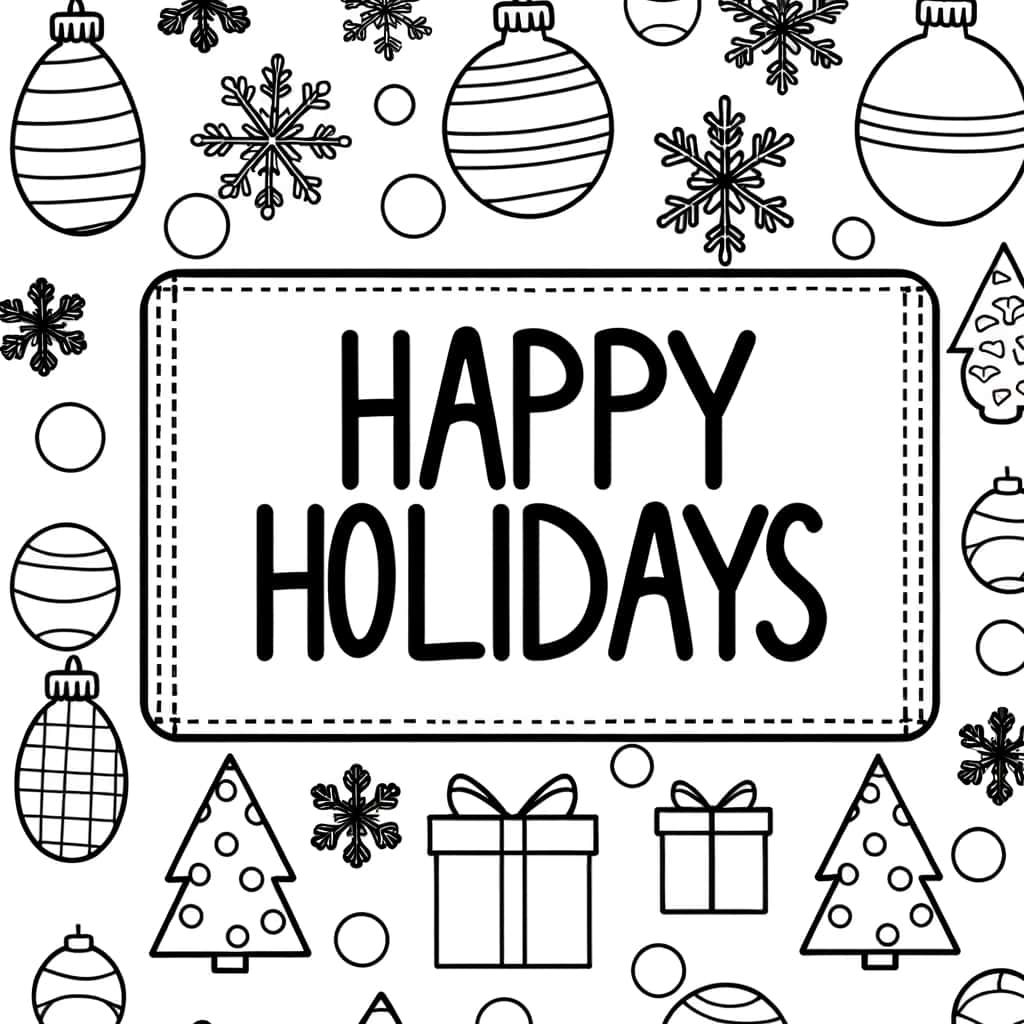 Coloriage Carte de Vœux Festive à imprimer et colorier