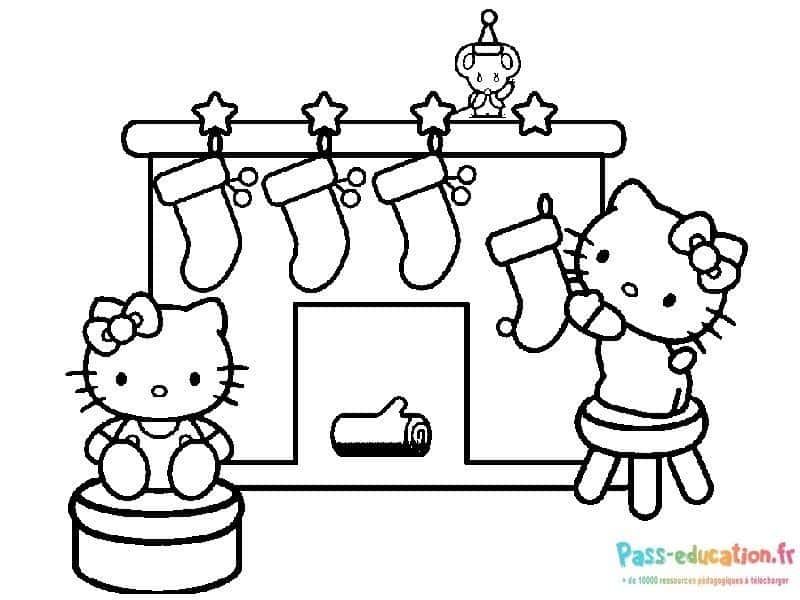 Coloriage Hello Kitty Noël à imprimer et colorier