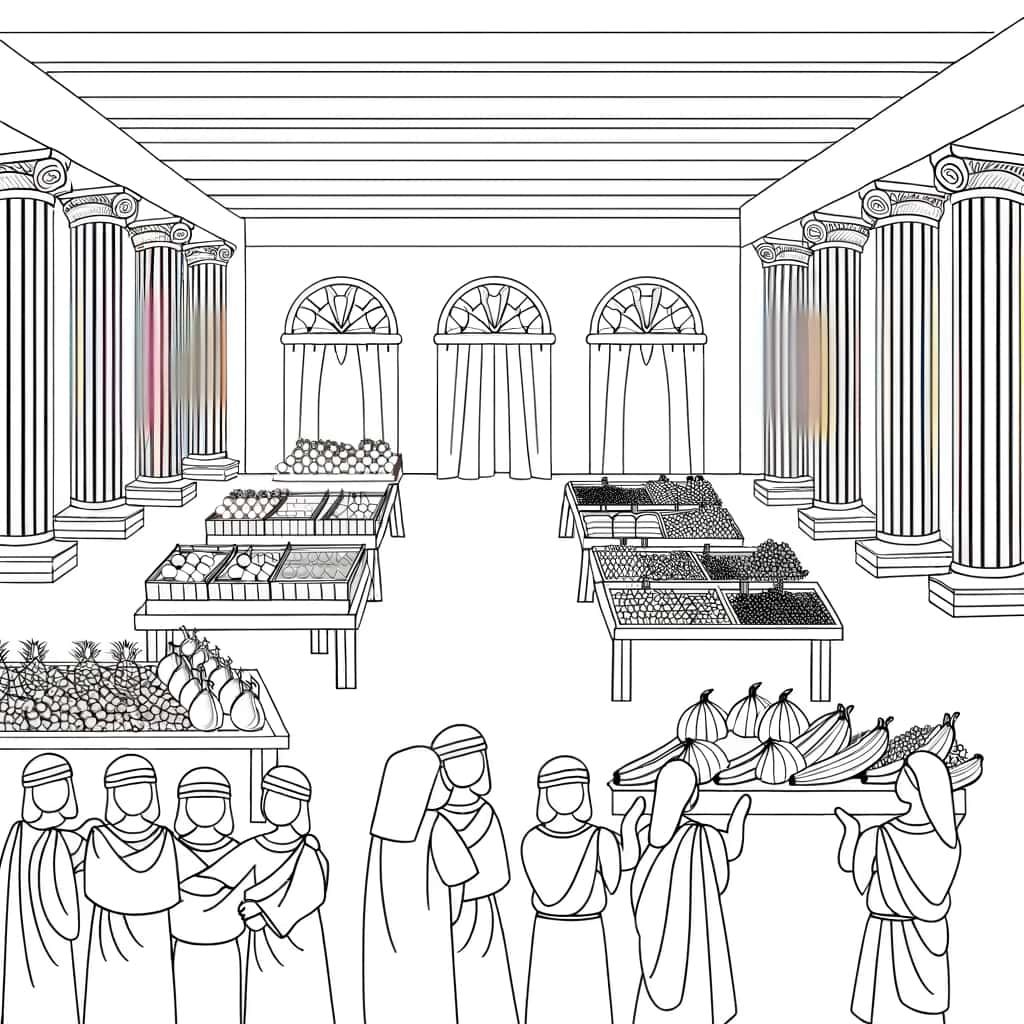 Coloriage Marché antique à imprimer et colorier