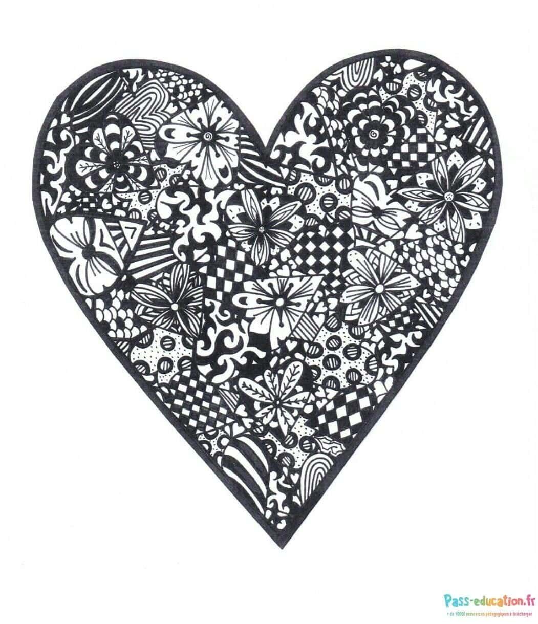 Coloriage Cœur Zentangle à imprimer et colorier