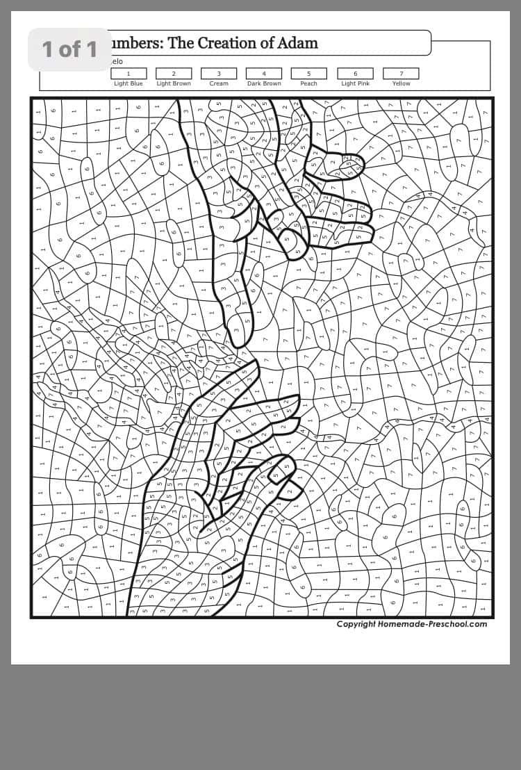 Coloriage Création d'Adam à imprimer et colorier