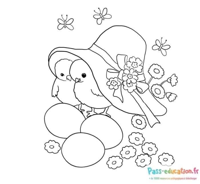 Coloriage Poussins de Pâques à imprimer et colorier