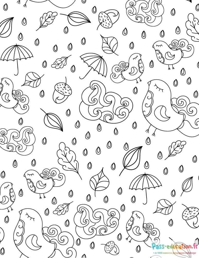 Coloriage Saison des pluies à imprimer et colorier