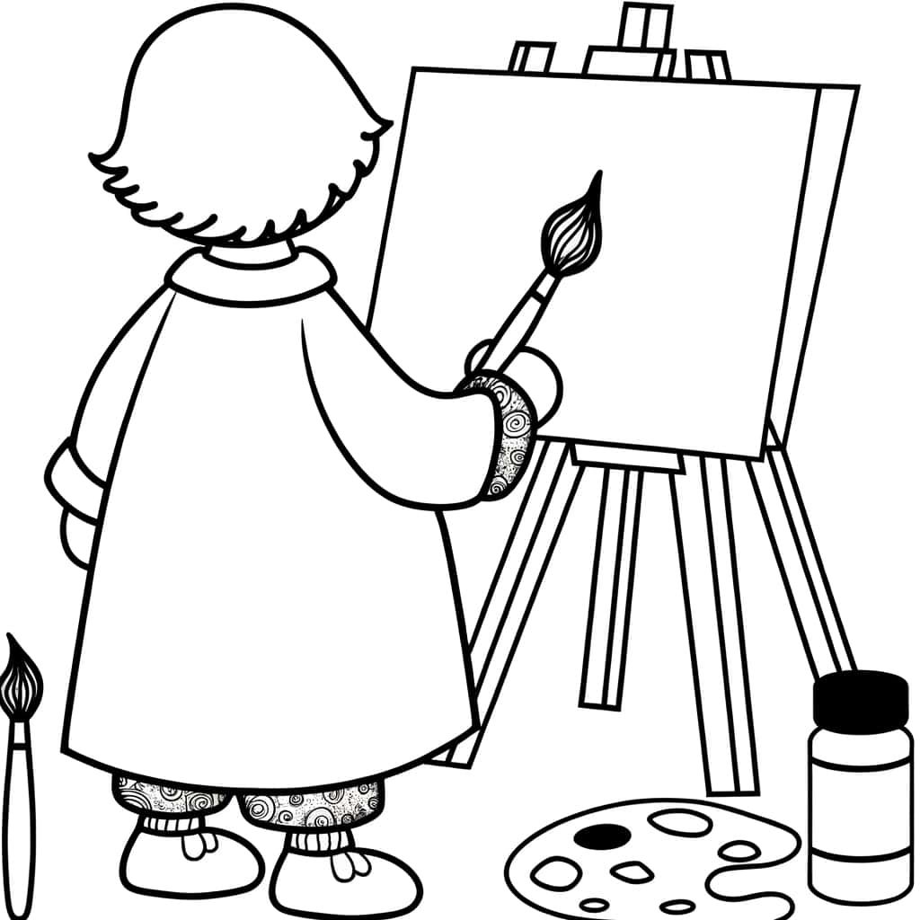 Coloriage Peintre enfant à imprimer et colorier