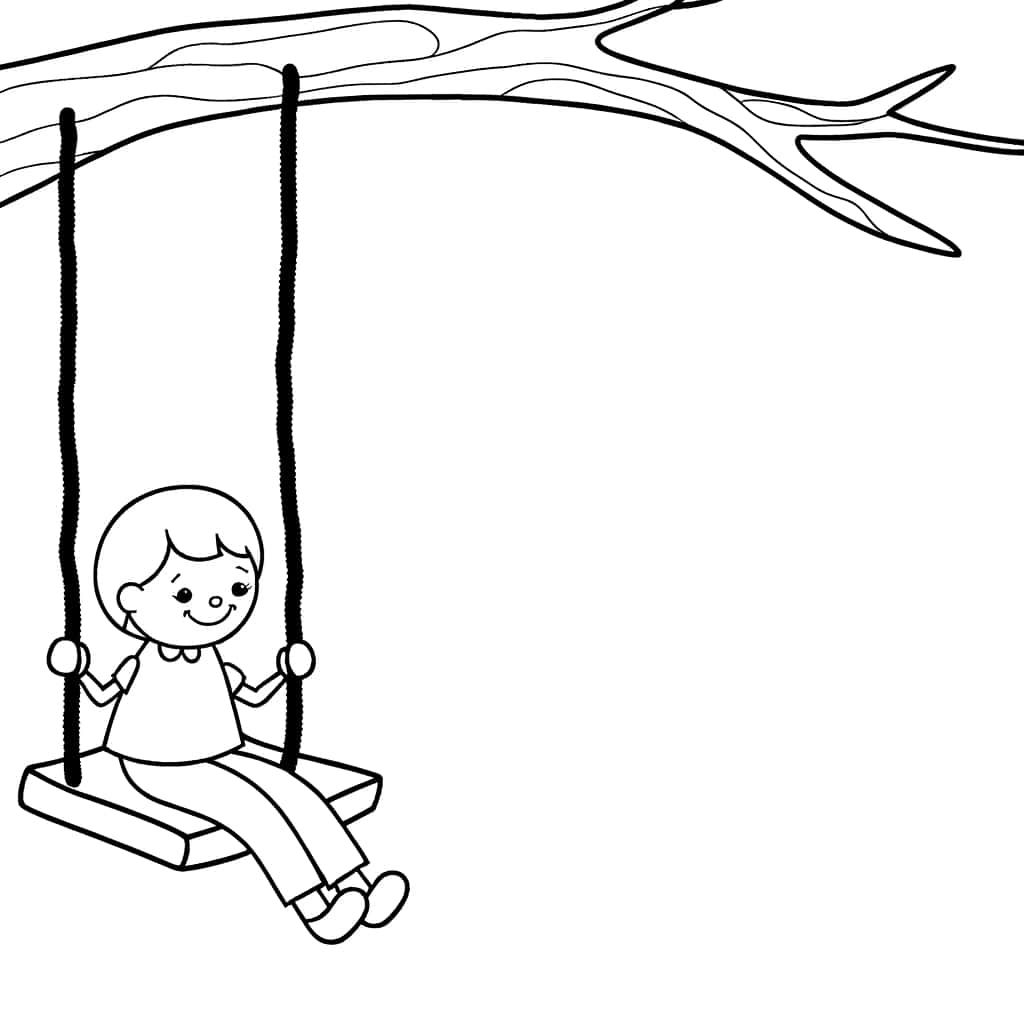 Coloriage Enfant sur balançoire à imprimer et colorier