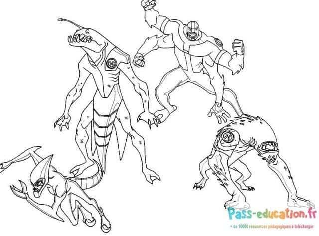 Coloriage Ben 10 en action à imprimer et colorier