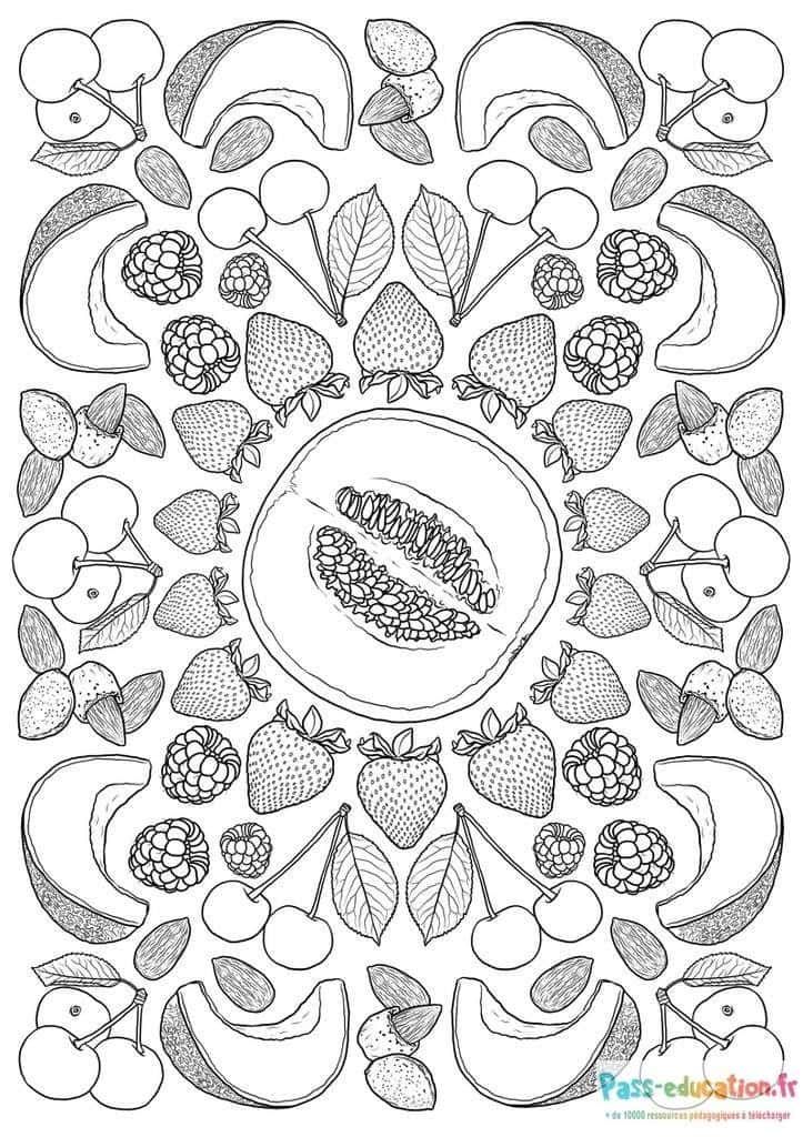 Coloriage Fruits d'été à imprimer et colorier