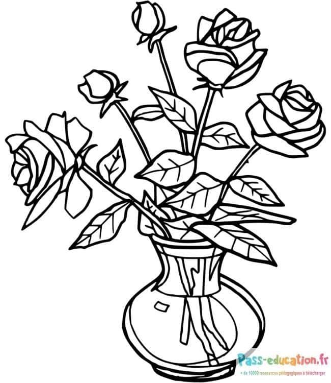 Coloriage Bouquet de roses à imprimer et colorier