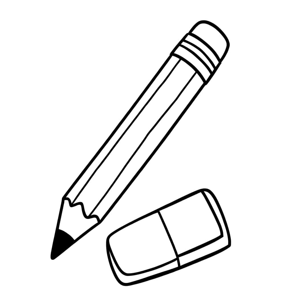 Coloriage Crayon et gomme à imprimer et colorier