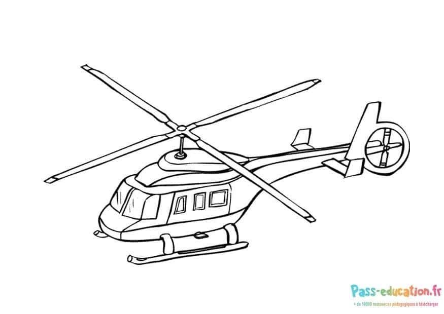 Coloriage Hélicoptère en vol à imprimer et colorier