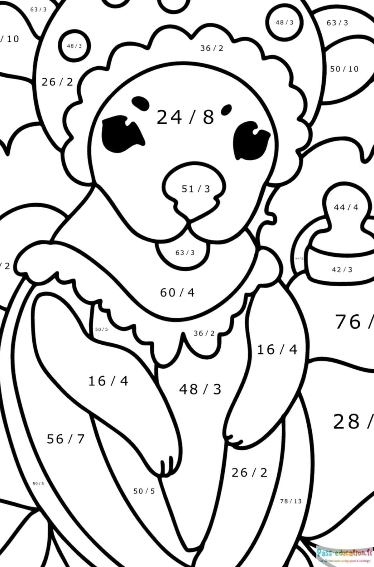 Coloriage Lion mathématique à imprimer et colorier