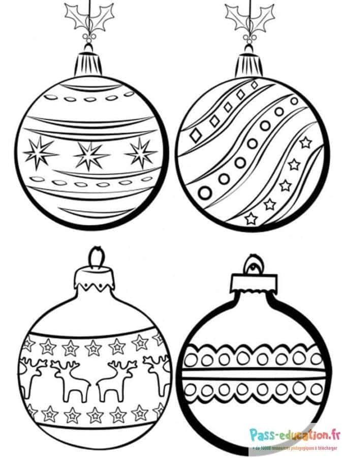 Coloriage Boules de Noël à imprimer et colorier