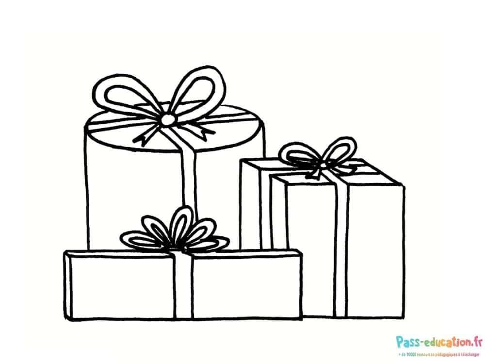 Coloriage Trois cadeaux emballés à imprimer et colorier