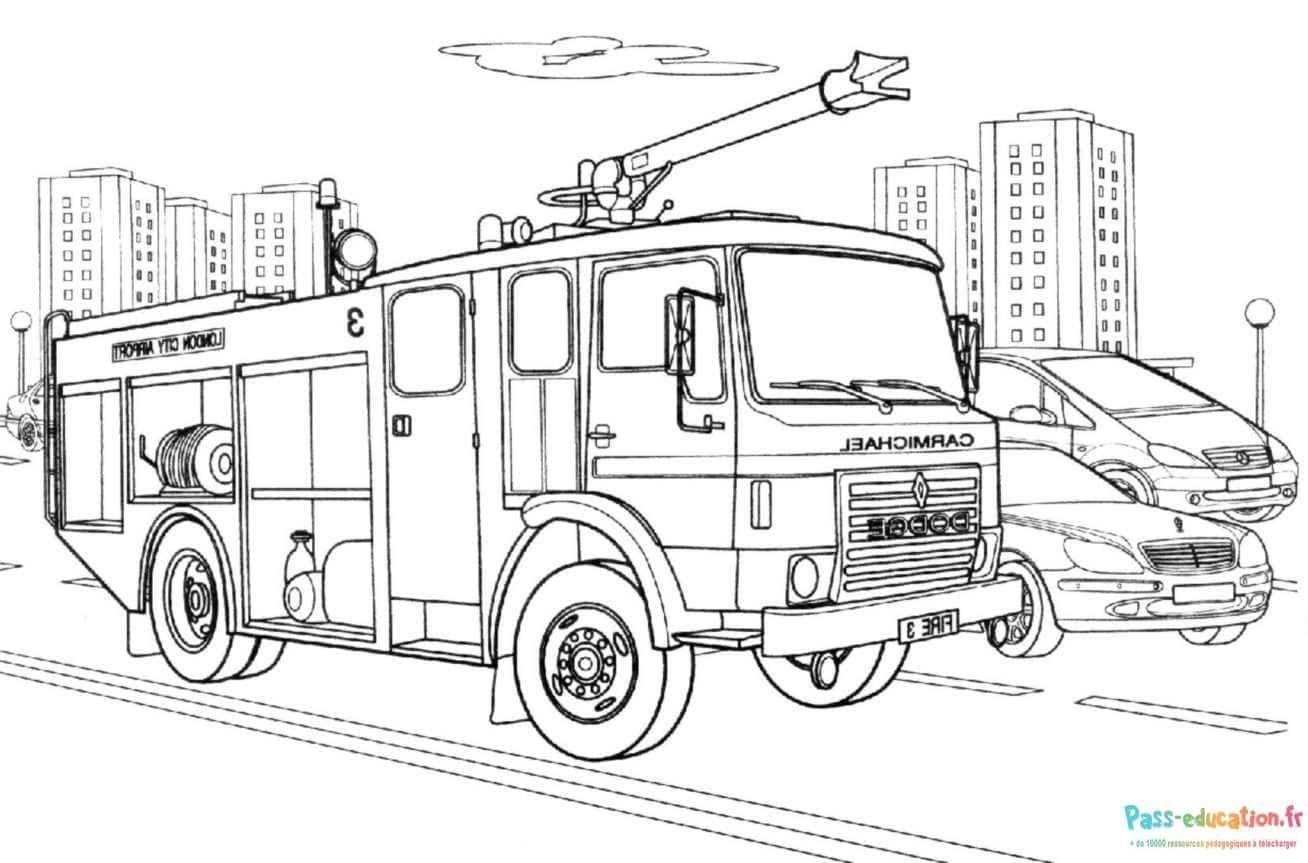 Coloriage Camion de pompier à imprimer et colorier
