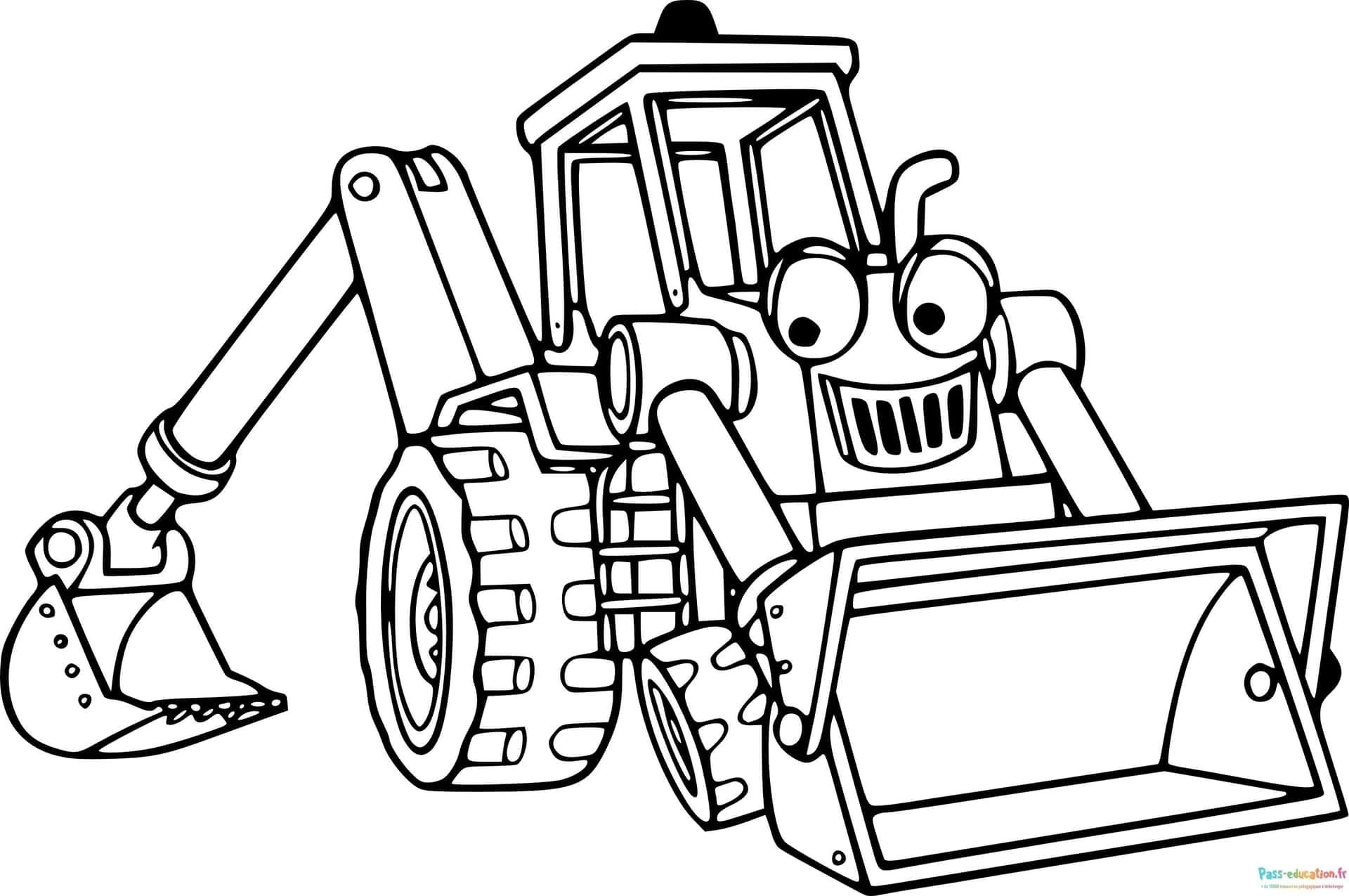 Coloriage Tractopelle souriante à imprimer et colorier