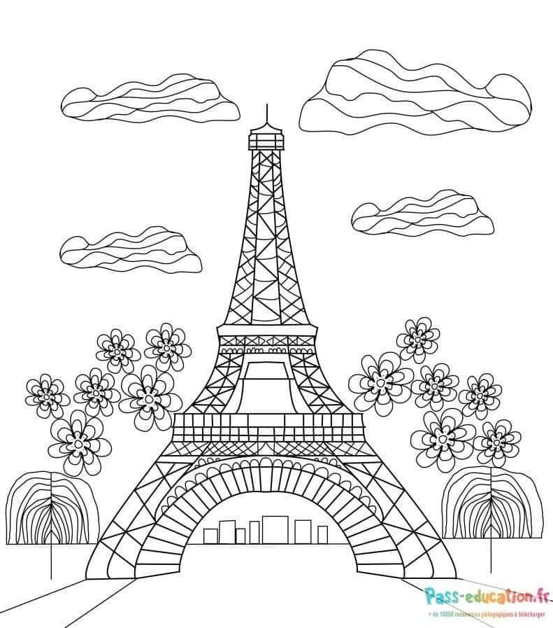 Coloriage Tour Eiffel à imprimer et colorier