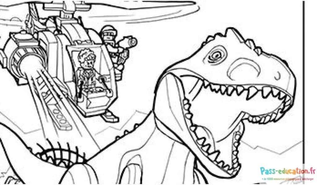 Coloriage Dinosaure et hélicoptère à imprimer et colorier