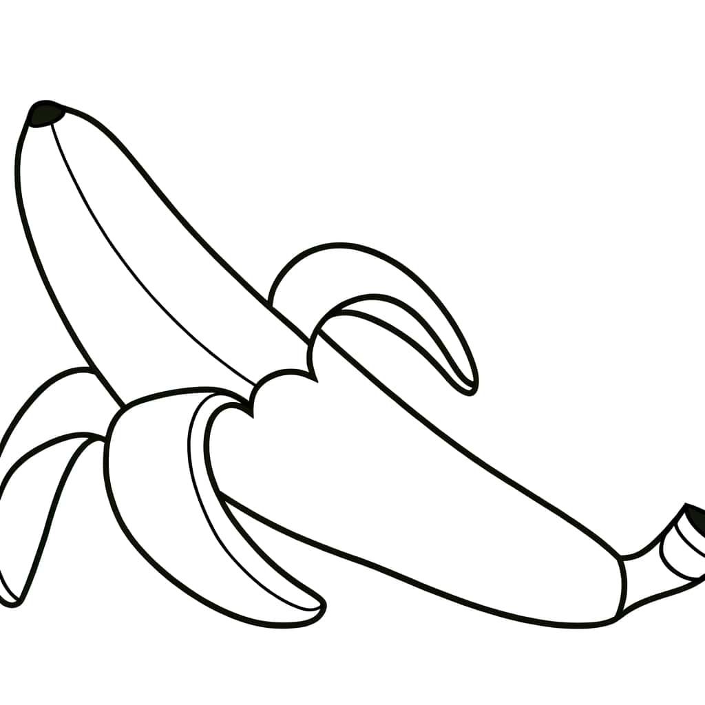Coloriage Banane pelée à imprimer et colorier