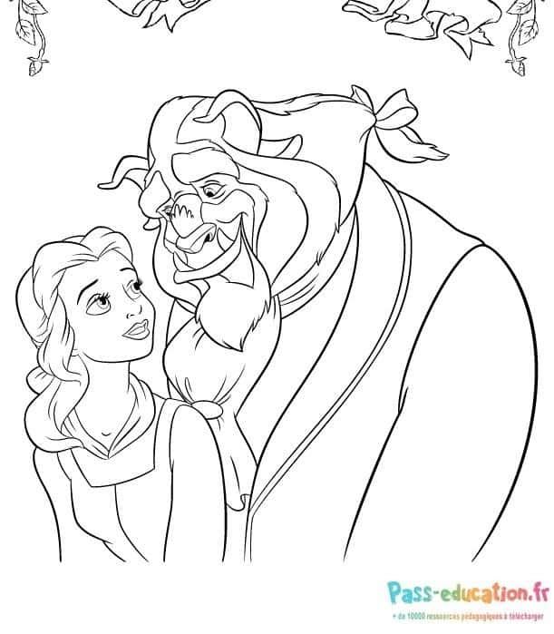 Coloriage Belle et la Bête à imprimer et colorier