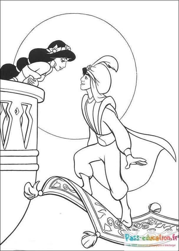 Coloriage Jasmine et Aladdin à imprimer et colorier