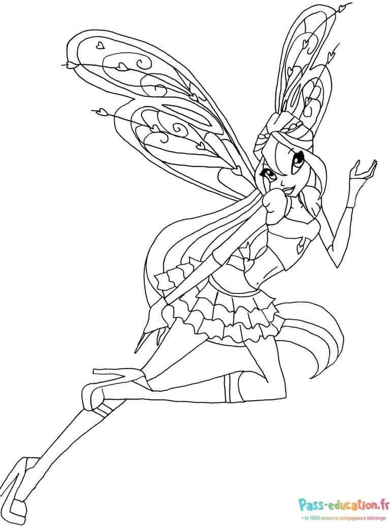 Coloriage Fée Winx en vol à imprimer et colorier