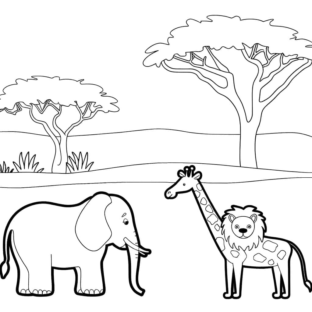Coloriage Safari africain à imprimer et colorier