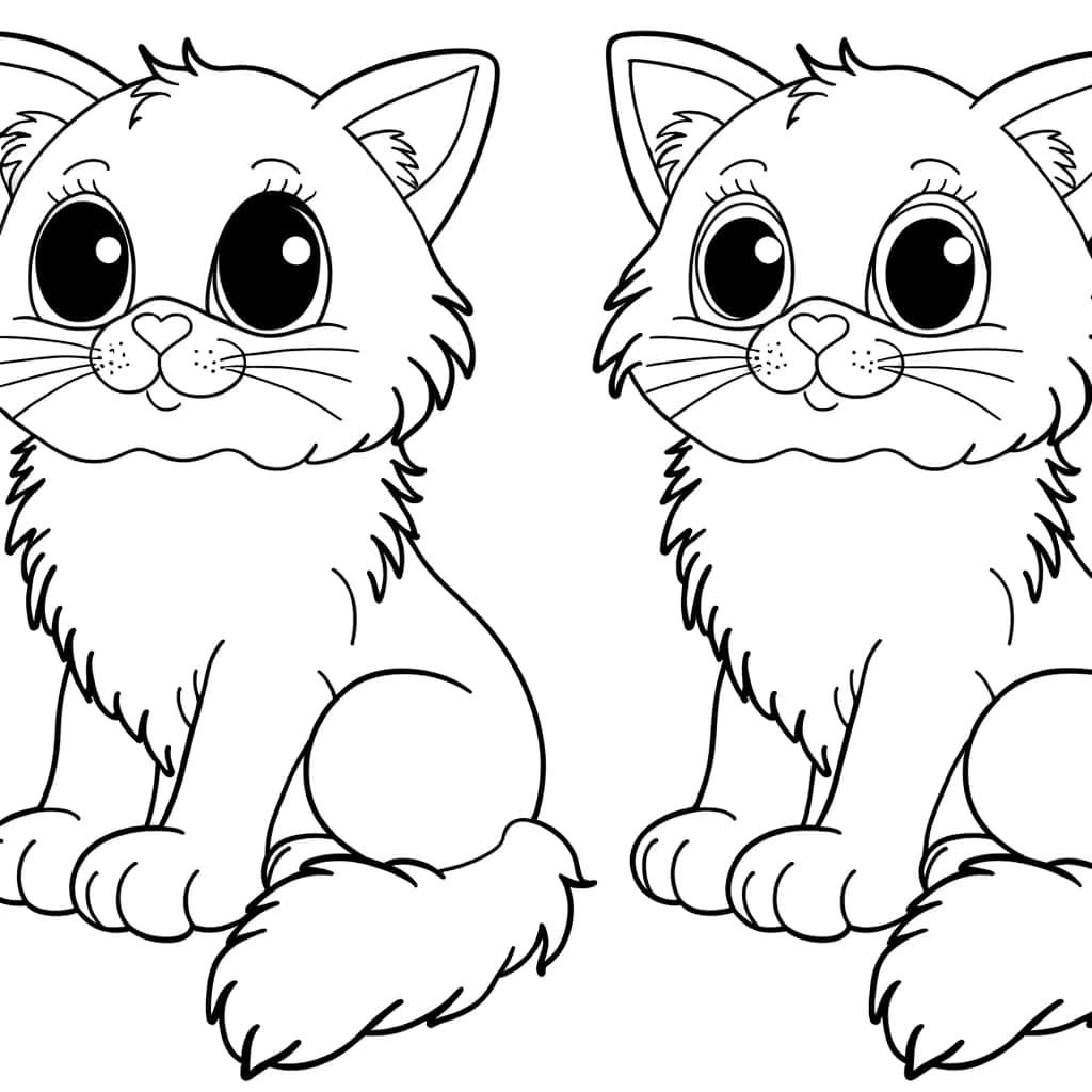 Coloriage Chatons jumeaux à imprimer et colorier
